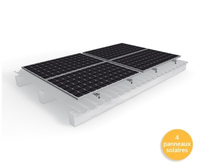 Pack de fixation sur toiture pour 1 ligne de 4 panneaux solaires verticaux