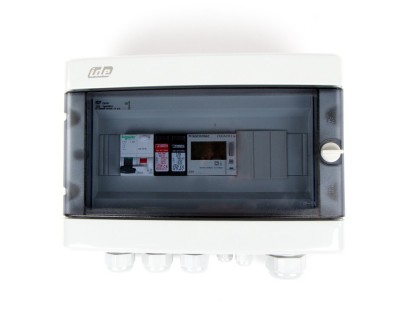 Boitier de protection et de coupure AC 230V - 16A - 30mA - 1E/1S - compteur d'énergie